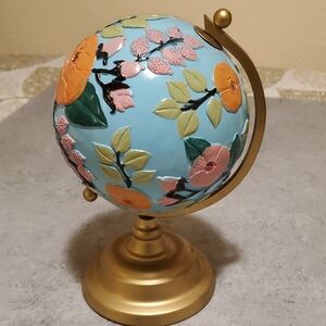 Floral Globe Accent in Blue and Gold